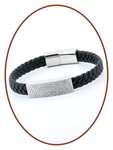 JB Memorials Stainless Steel PU Leather Fingerprint Ash Bracelet - IM001V