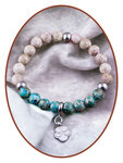 JB Memorials Exclusive Gem Bead - Jasper & Synthetic Opal Memorial Ash Bracelet  KHA039 