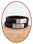 Stainless Steel Vintage Leather Cremation Ash Bracelet 13mm - ASB024L-A