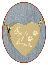 Edelstalen/RVS 'Ego Te Requiro' Hart Dieren Ashanger Goudkleur - G304PD