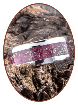 JB Memorials Stainless Steel Unisex Cremation Ash Ring &#039;Rose Red/Pink&#039;- CRA009