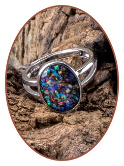 JB Memorials 925 Sterling Silver Cremation Opal Design Ring -RB100