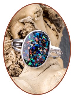 JB Memorials 925 Sterling Silver Cremation Opal Design Ring -RB100