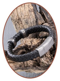 JB Memorials Stainless Steel Vintage Leather Duo Cremation Ash Bracelet - ASB024DUO