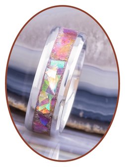 Colorful Cremation Ash Ring - 6 or 8mm wide - JCRA041-4M2B