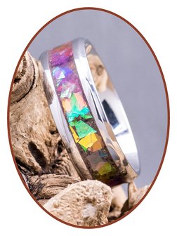 Colorful Cremation Ash Ring - 6 or 8mm wide - JCRA041-4M2B