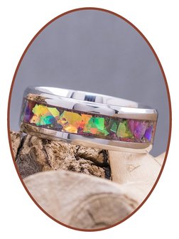 Colorful Cremation Ash Ring - 6 or 8mm wide - JCRA041-4M2B