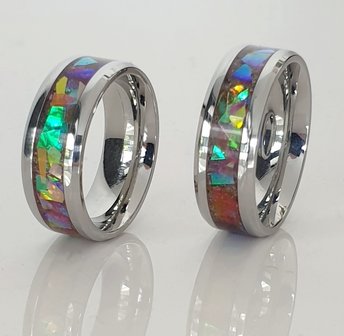 Colorful Cremation Ash Ring - 6 or 8mm wide - JCRA041-4M2B