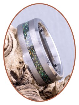 JB Memorials Tungsten Carbide Special Mens Cremation Ash Ring with Satin Finished Front - RB048MG