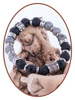 JB Memorials Labradorite/Lava Mens Ash Bracelet - KHA003