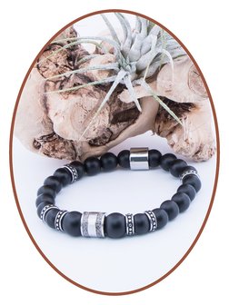 JB Memorials Stainless Steel Onyx Mens Duo Ash Bracelet - KHA025