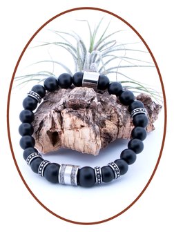 JB Memorials Stainless Steel Onyx Mens Duo Ash Bracelet - KHA025