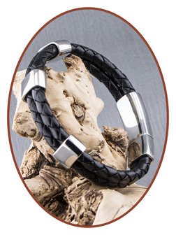 JB Memorials Stainless Steel Leather Men&#039;s Cremation Ash Bracelet - VAS004