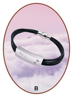 JB Memorials Stainless Steel PU Leather Ash Bracelet - IM001