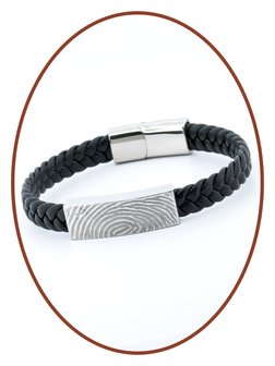 JB Memorials Stainless Steel PU Leather Fingerprint Ash Bracelet - IM001V