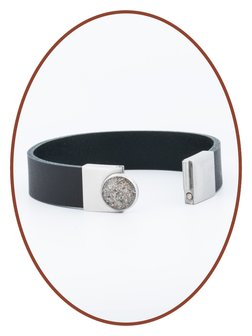 Stainless Steel / Leather Cremation Ash Bracelet  - ASB055