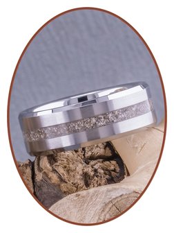 JB Memorials Tungsten Carbide Special Mens Cremation Ash Ring with Satin Finished Front - RB048HT
