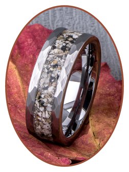 JB Memorials Tungsten Carbide Hammered  Cremation Ring - RB142