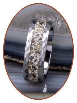 JB Memorials Tungsten Carbide Hammered  Cremation Ring - RB142
