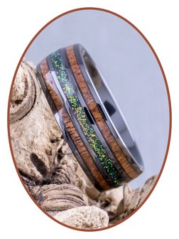 JB Memorials Natureline Wood Black Ceramic Zirconium Cremation Ash Ring - WR013A