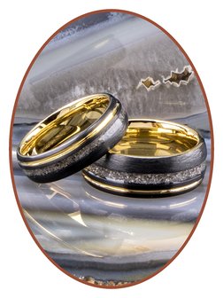 JB Memorials Tungsten Carbide Gold / Black Cremation Ring 8mm- WR016H