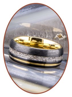 JB Memorials Tungsten Carbide Gold / Black Cremation Ring 8mm- WR016H