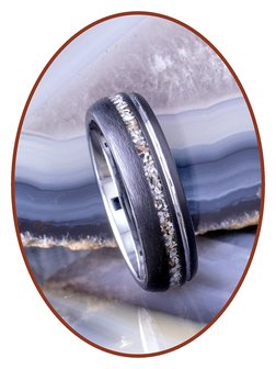 JB Memorials Tungsten Carbide Silver / Black Cremation Ring 6mm- WR017D