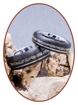 JB Memorials Tungsten Carbide Silver / Black Cremation Ring 8mm- WR017H
