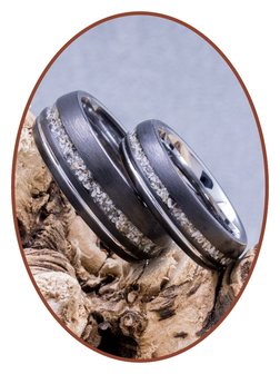JB Memorials Tungsten Carbide Silver / Black Cremation Ring 8mm- WR017H