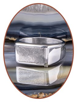 Stainless Steel (Fingerprint) Cremation Signet Ring - ZRA001