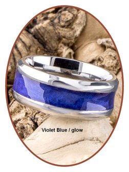 JB Memorials Stainless Steel Cremation Ash Ring &#039;Multi Color Glow&#039; 6 or 8mm wide - CRA017