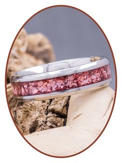 JB Memorials Edelstalen Gekleurde As Ring  6/8mm breed - JCRA004