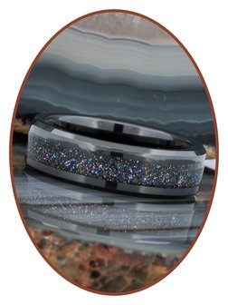 Cremation Ash Ring - &#039;Heavens Light&#039; - 6 or 8mm wide - JRB145HL-4M2B