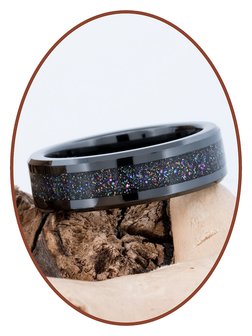 Cremation Ash Ring - &#039;Heavens Light&#039; - 6 or 8mm wide - JRB145HL-4M2B