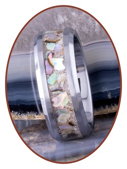 JB Memorials Tungsten Carbide  Abalone As Ring - RB140AS