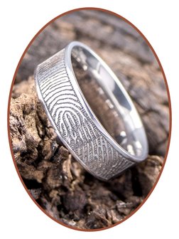 JB Memorials Edelstalen Gepolijste Vingerafdruk Gedenk Ring 6mm - TR012D