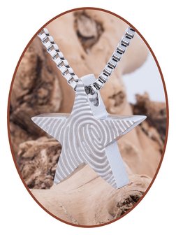 Stainless Steel &#039;Star&#039; Fingerprint Cremation Pendant - B359V