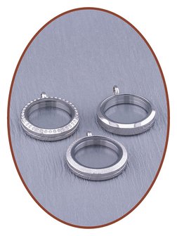 316L Stainless Steel JB Memorials &#039;Fingerprint&#039; Glass Medaillon Cremation Pendant - RSP027V