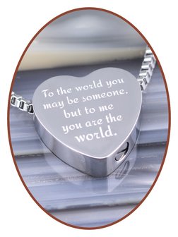 Edelstalen/RVS &#039;To me you are the world&#039; Hart Ashanger - B304-4