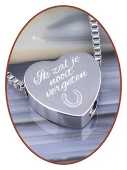 Stainless Steel &#039;I will never forget you&#039; Heart Cremation Pendant - B304H
