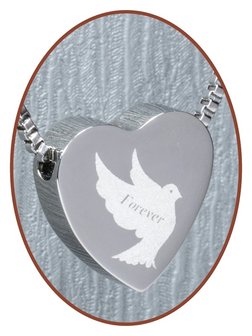 Stainless Steel &#039;Forever&#039; Heart Cremation Pendant - B304M