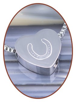 Stainless Steel &#039;Horseshoe&#039; Heart Cremation Pendant - B304NE