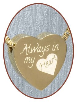 Edelstalen/RVS &#039;Always in my heart&#039; Hart Ashanger Goudkleur - G304L