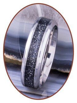 Cremation Ash Ring &#039;Rainbow Black&#039; - 6 or 8mm wide - TI002B-4M2B