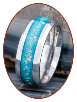 Cremation Ash Ring &#039;Blue Heaven&#039; - 6 or 8mm wide - CRA018-4M2B