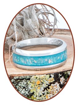 Cremation Ash Ring &#039;Blue Heaven&#039; - 6 or 8mm wide - CRA018-4M2B