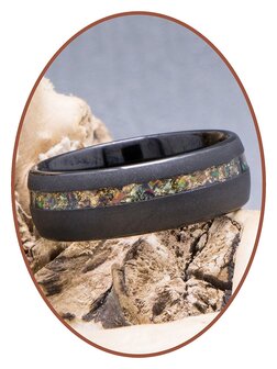 JB Memorials Tungsten Carbide Metallic Foil Opal Cremation Ring - RB048QA