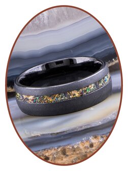 JB Memorials Tungsten Carbide Metallic Foil Opal Cremation Ring - RB048QA