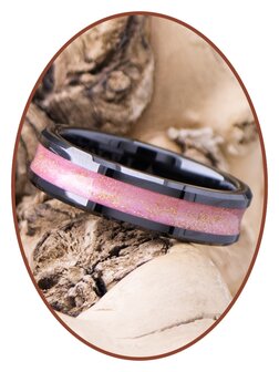 Cremation Ring - &#039;Pink Black&#039; - 6 or 8mm width - JRB145B-4M2B