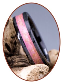 Cremation Ring - &#039;Pink Black&#039; - 6 or 8mm width - JRB145B-4M2B
